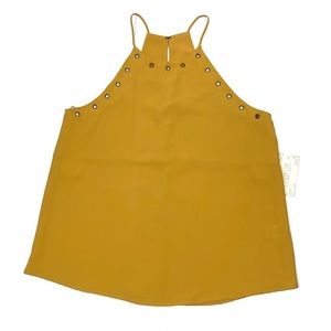 Sweet Wanderer Gulden Mustard Tank Top Grommet Details Size Junior's M/L